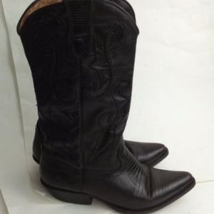 Nine West Womens US 7M Black Leather Cowboy Boots